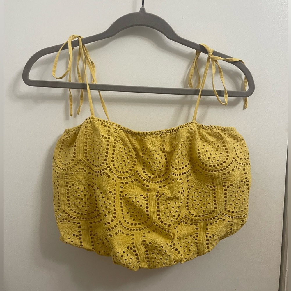 Greylin for Anthropologie Yellow Lace Bubble Tube Top
